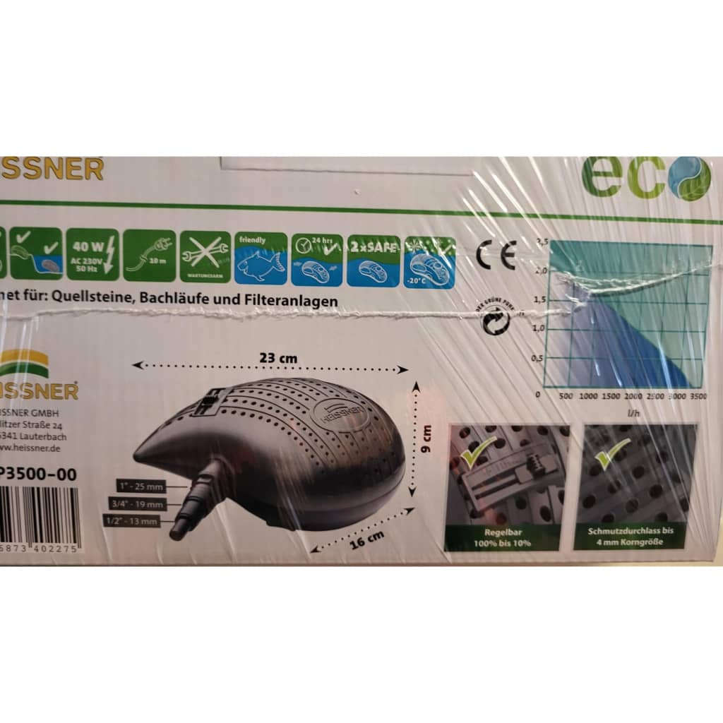 HEISSNER Filter- und Wasserfallpumpe Smartline Eco 3300 L/h