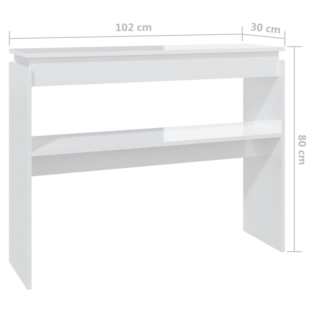 vidaXL Konsolentisch Hochglanz-Weiß 102x30x80 cm Holzwerkstoff