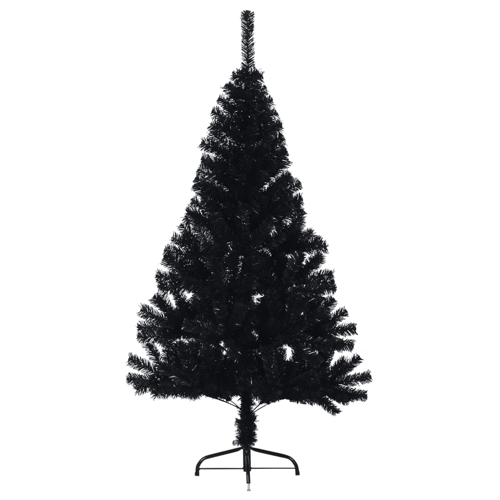 vidaXL Künstlicher Halb-Weihnachtsbaum mit Ständer Schwarz 150 cm PVC