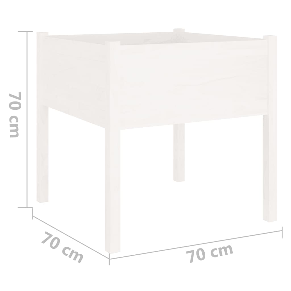 vidaXL Pflanzkübel 2 Stk. Weiß 70x70x70 cm Massivholz Kiefer