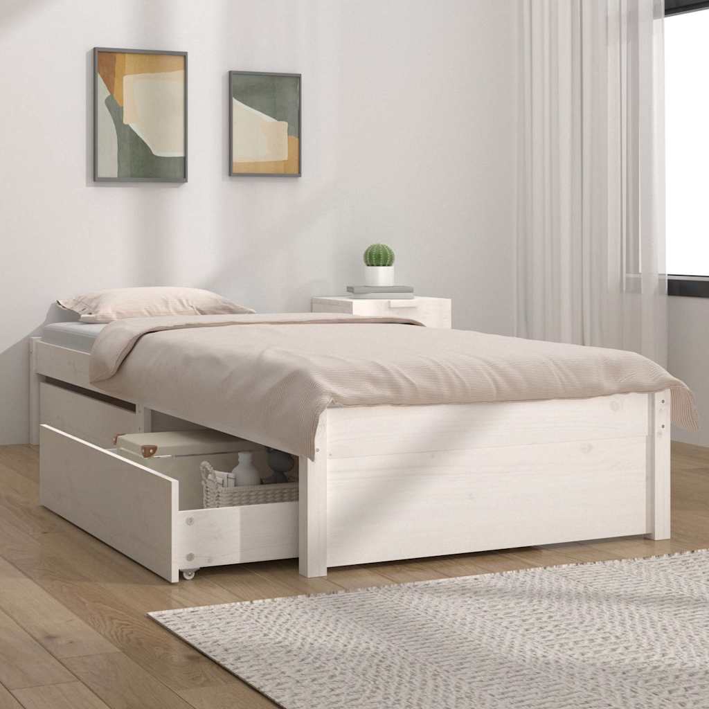 vidaXL Bett mit Schubladen Weiß 90x200 cm | vidaXL.at