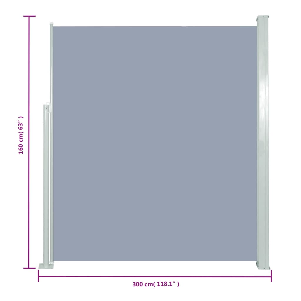 vidaXL Seitenmarkise Ausziehbar 160x300 cm Grau