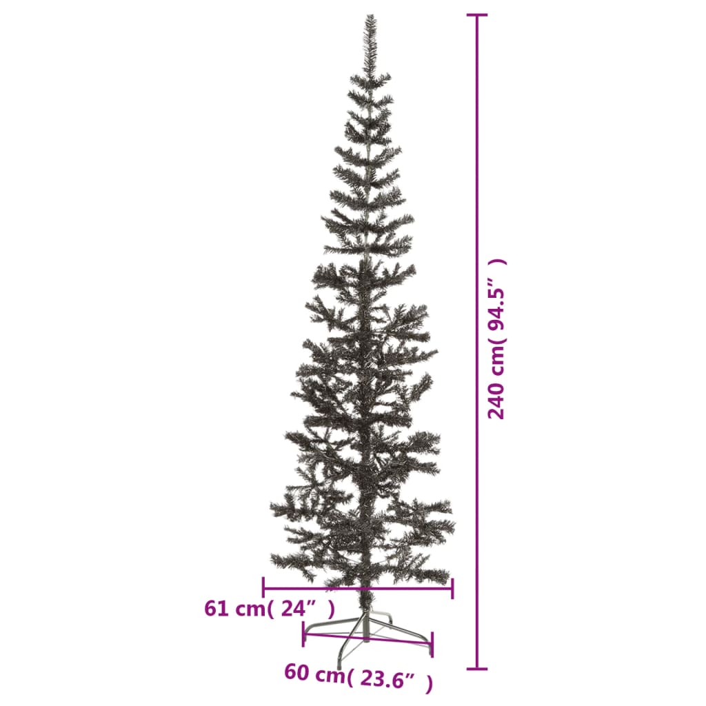 vidaXL Schlanker Weihnachtsbaum Schwarz 240 cm