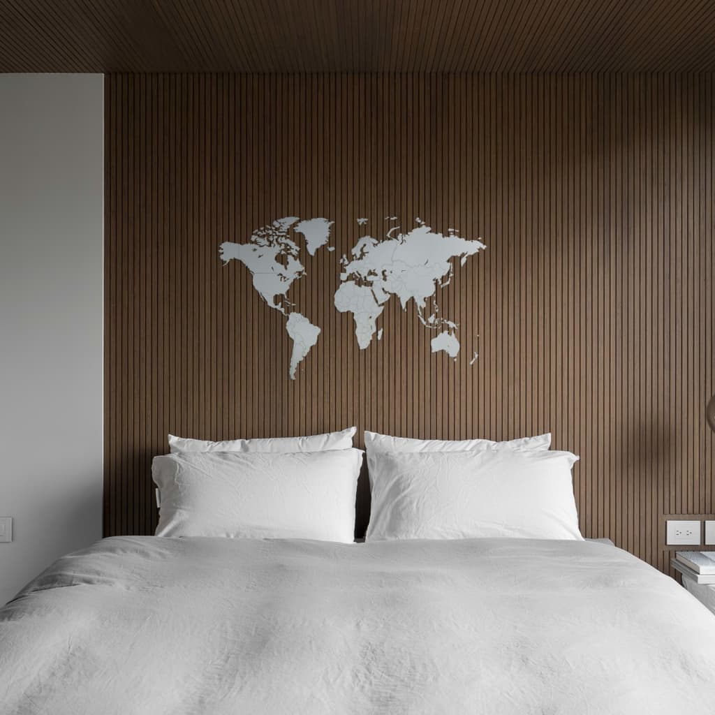 MiMi Innovations Weltkarte-Wanddeko aus Holz Luxury Weiß 130×78 cm