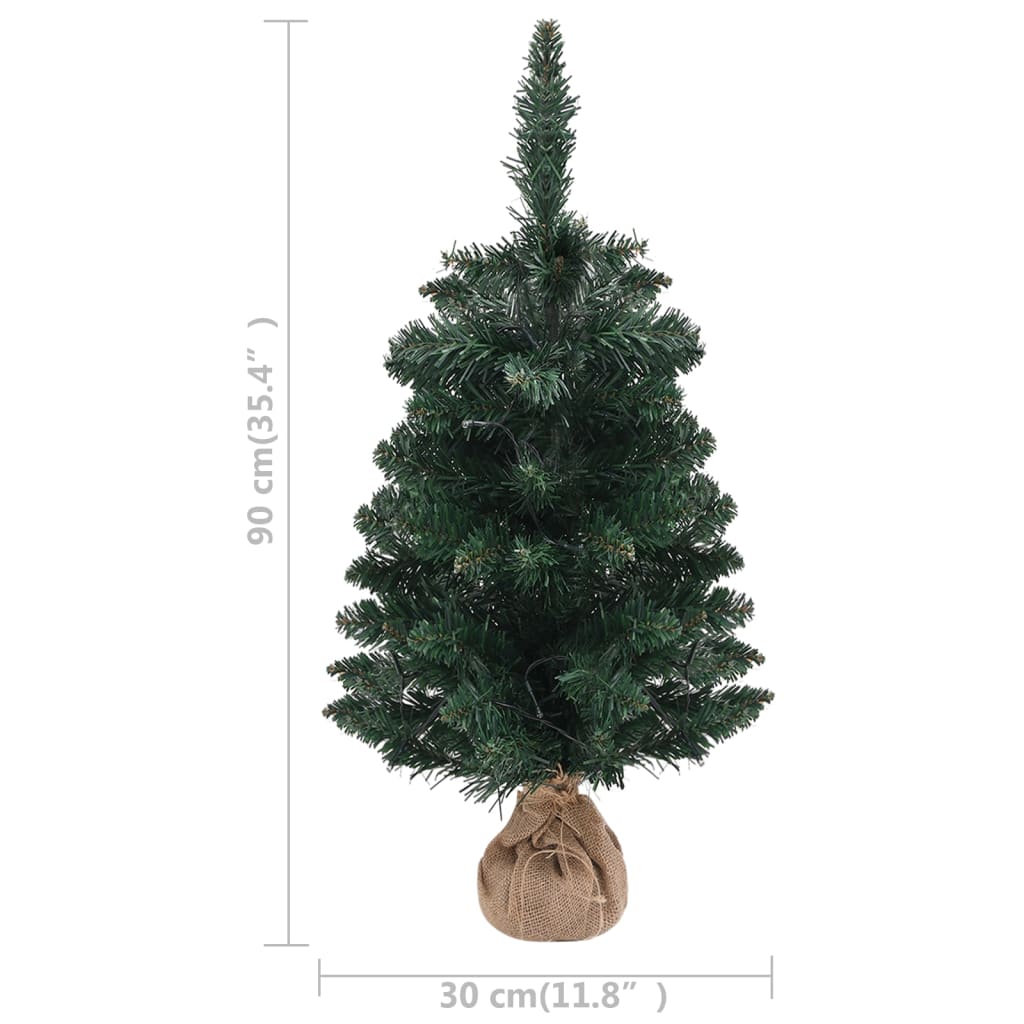 vidaXL Künstlicher Weihnachtsbaum mit Beleuchtung & Ständer Grün 90 cm