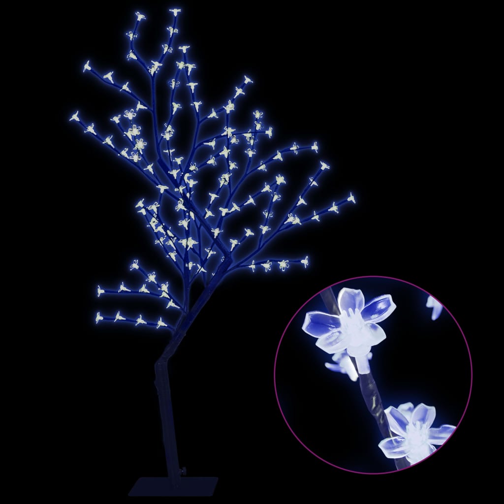 vidaXL Weihnachtsbaum 128 LEDs Blaues Licht Kirschblüten 120 cm