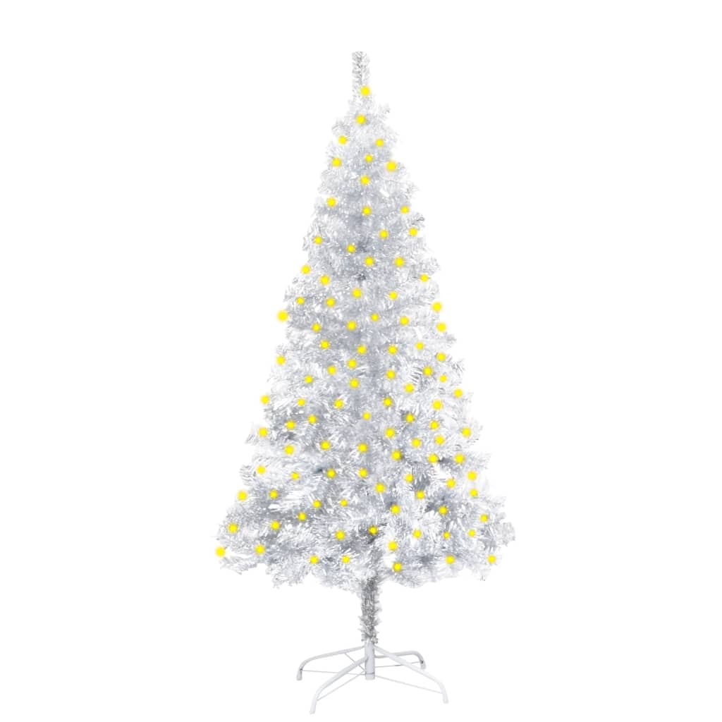 vidaXL Künstlicher Weihnachtsbaum Beleuchtung & Ständer Silber 150 cm