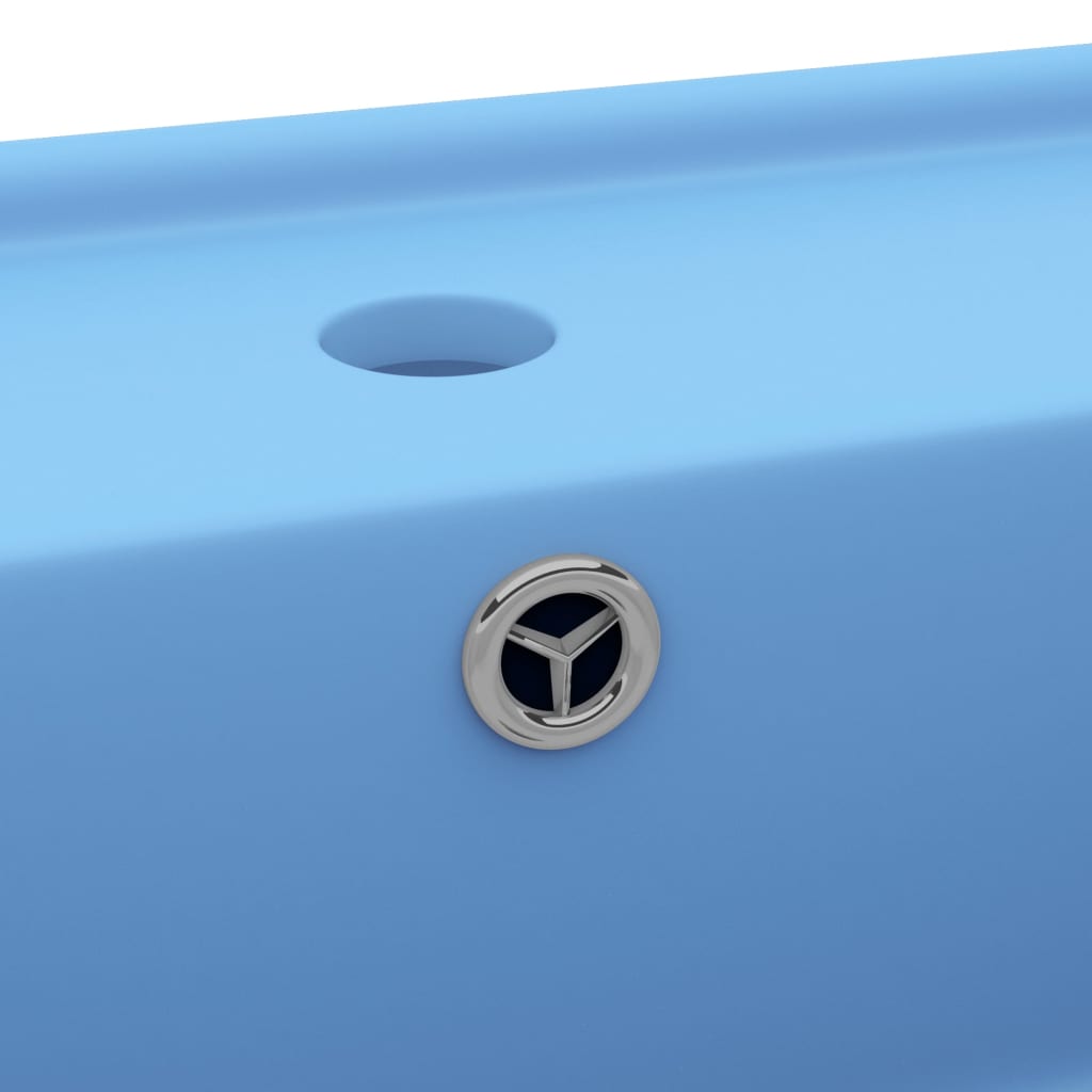 vidaXL Luxus-Waschbecken Überlauf Quadratisch Matt Hellblau 41x41 cm