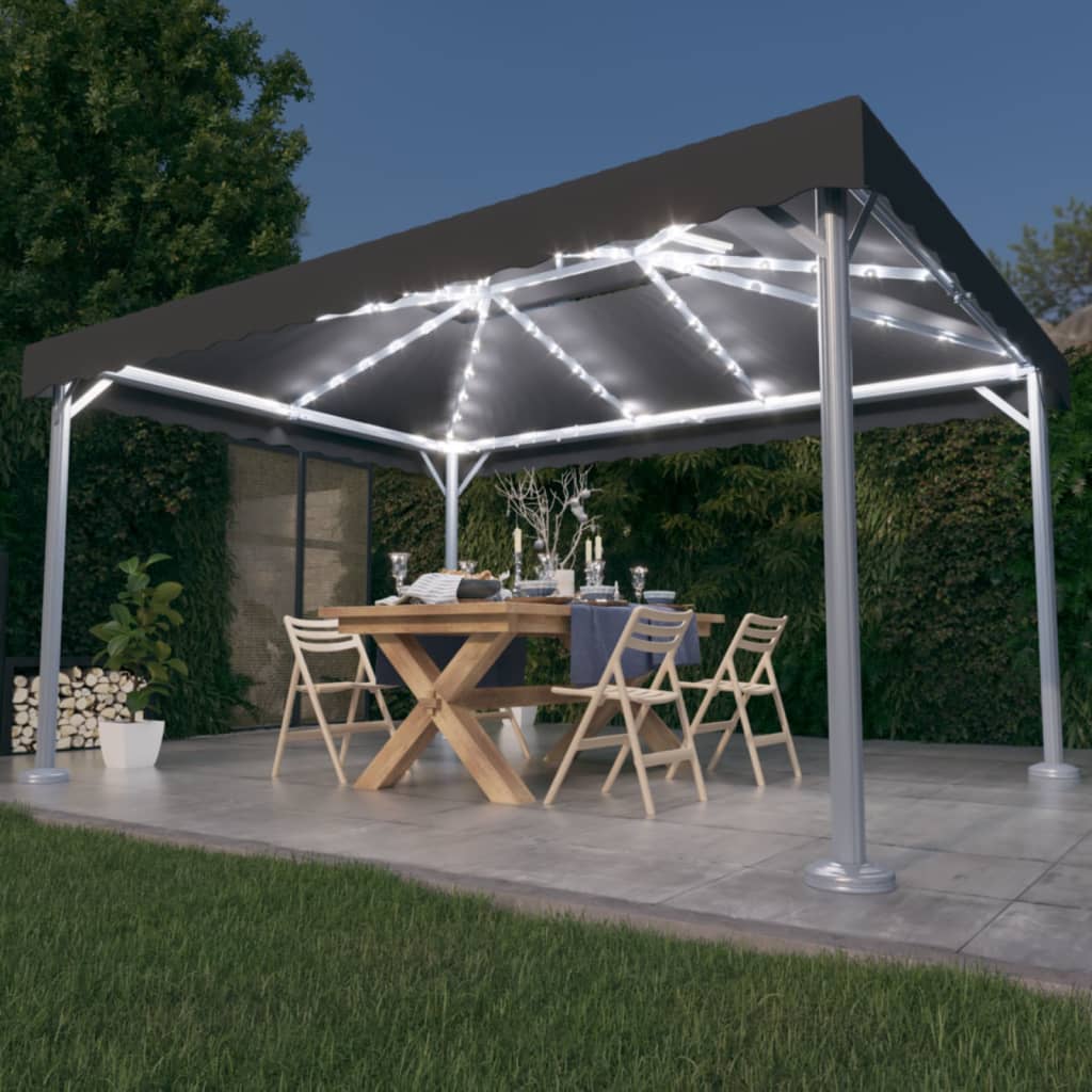 vidaXL Pavillon mit LED-Lichterkette 400x300 cm Anthrazit Aluminium