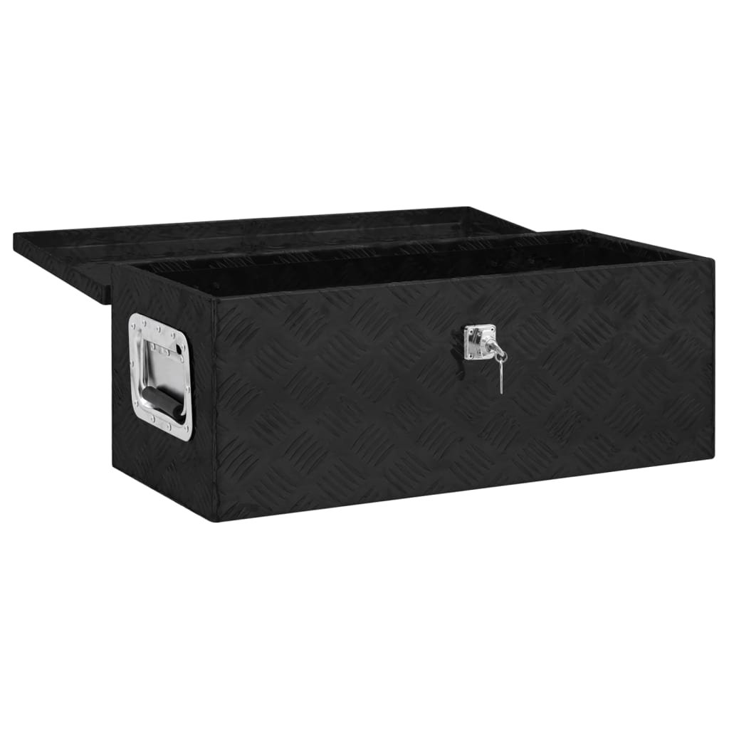 vidaXL Aufbewahrungsbox Schwarz 70x31x27 cm Aluminium