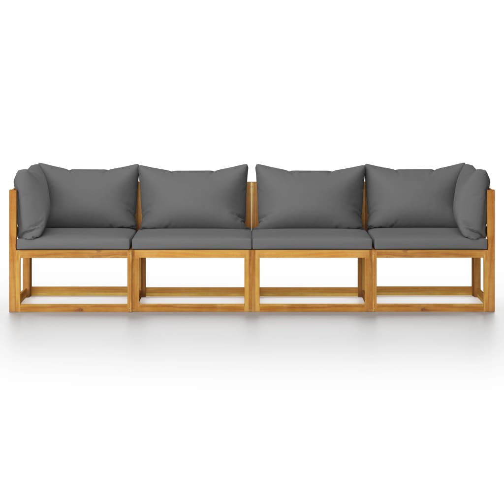 vidaXL 4-Sitzer-Gartensofa mit Auflage Akazie Massivholz