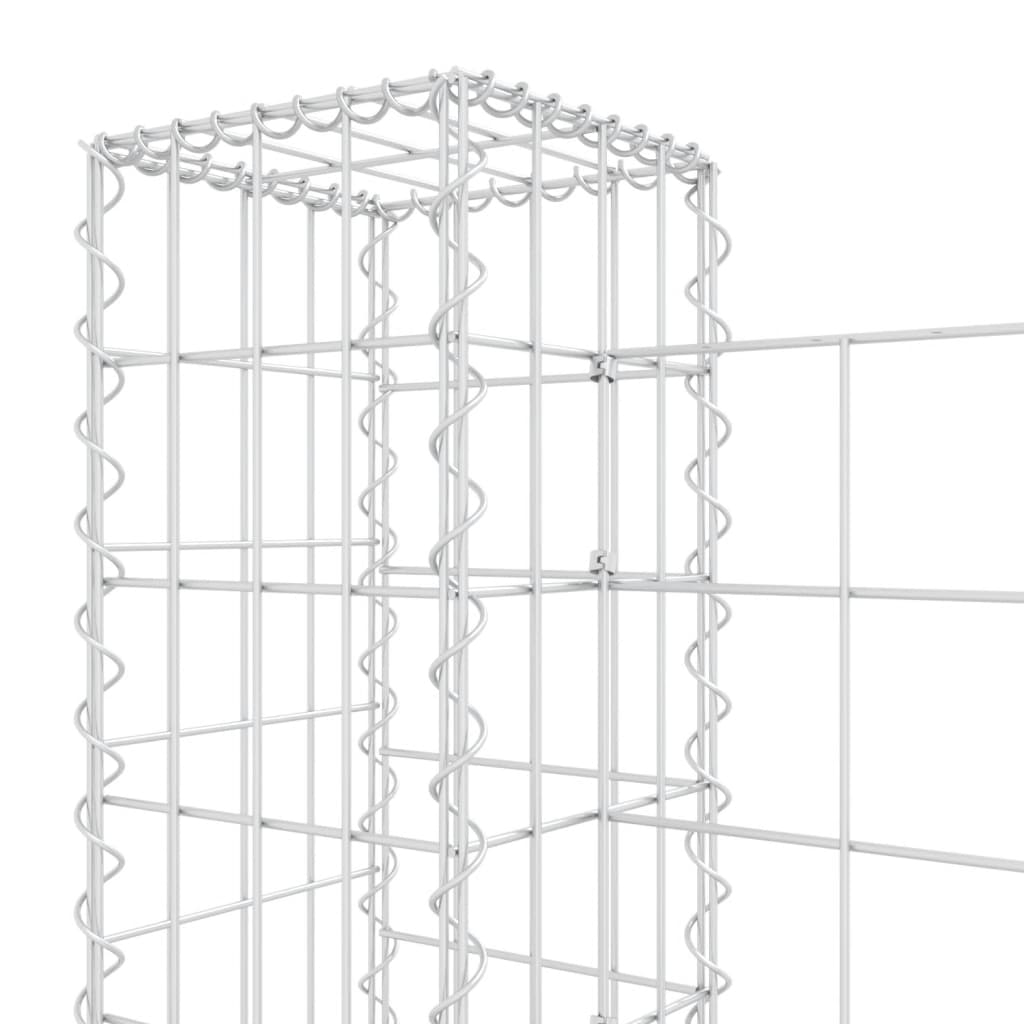 vidaXL Gabionenkorb U-Form mit 7 Säulen Eisen 740x20x100 cm