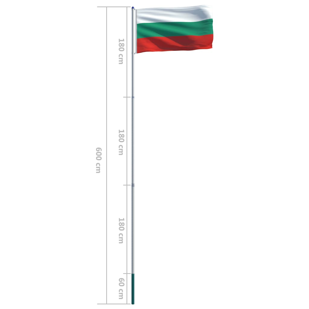 vidaXL Flagge Bulgariens und Mast Aluminium 6 m