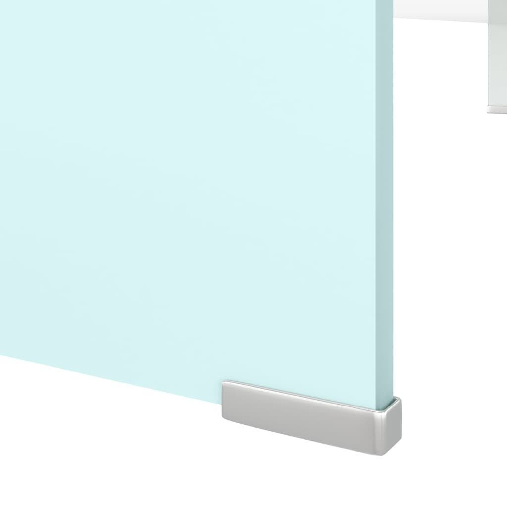 vidaXL TV-Tisch/Bildschirmerhöhung Glas Weiß 110 x 30 x 13 cm