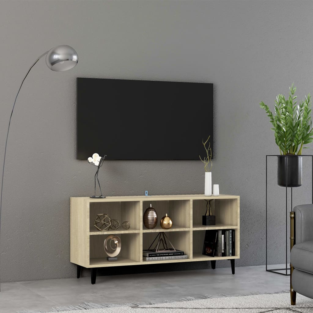 vidaXL TV-Schrank mit Metallbeinen Sonoma-Eiche 103,5x30x50 cm