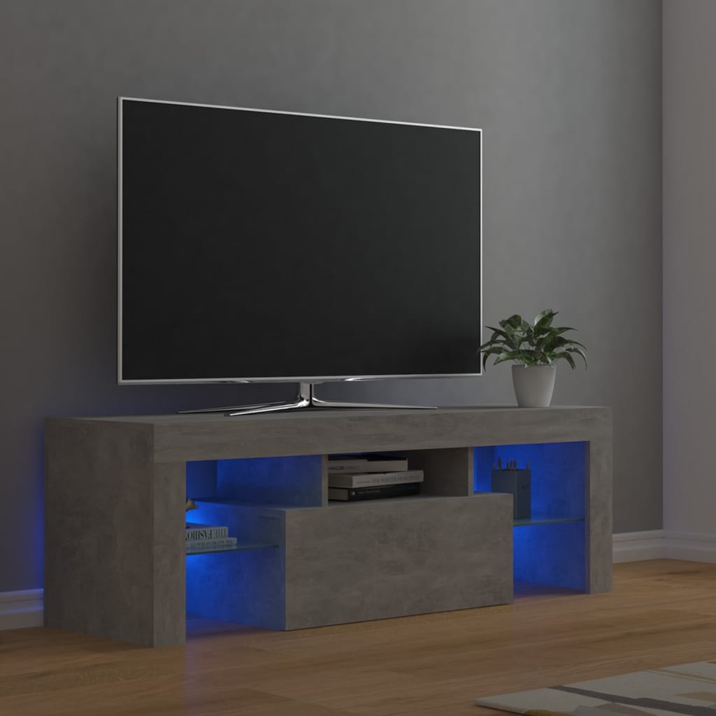 vidaXL TV-Schrank mit LED-Beleuchtung Betongrau 120x35x40 cm