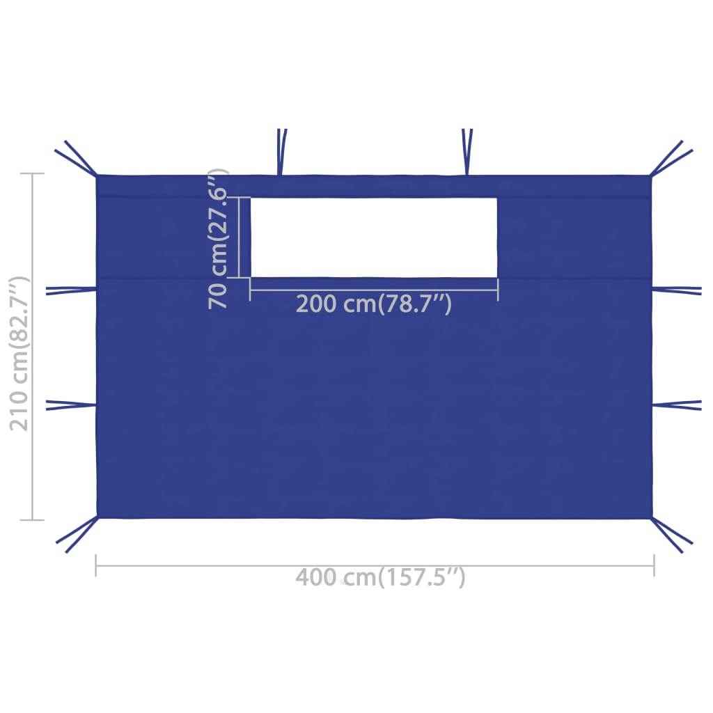 vidaXL Pavillon-Seitenwände mit Fenstern 2 Stk. 4x2,1 m Blau 70 g/m²