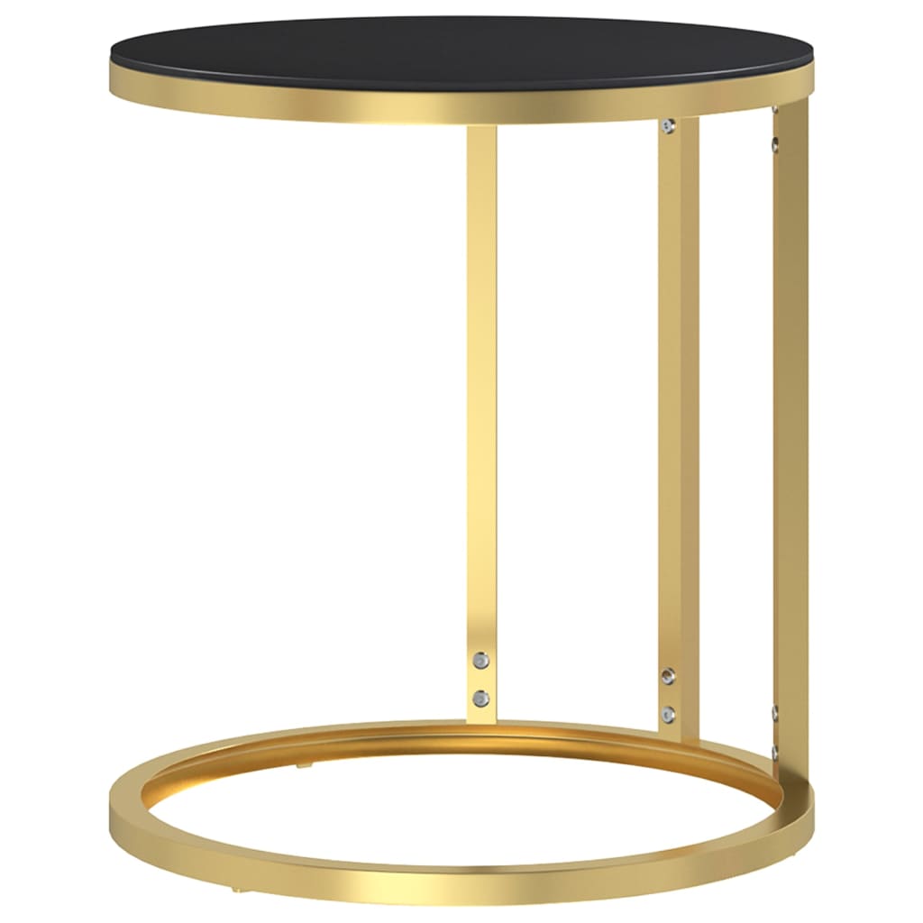 vidaXL Beistelltisch Golden und Schwarz 45 cm Hartglas