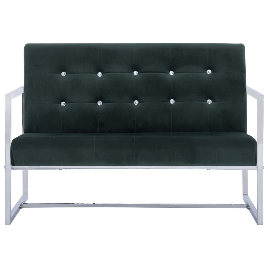 vidaXL 2-Sitzer-Sofa mit Armlehnen Dunkelgrün Chrom und Samt