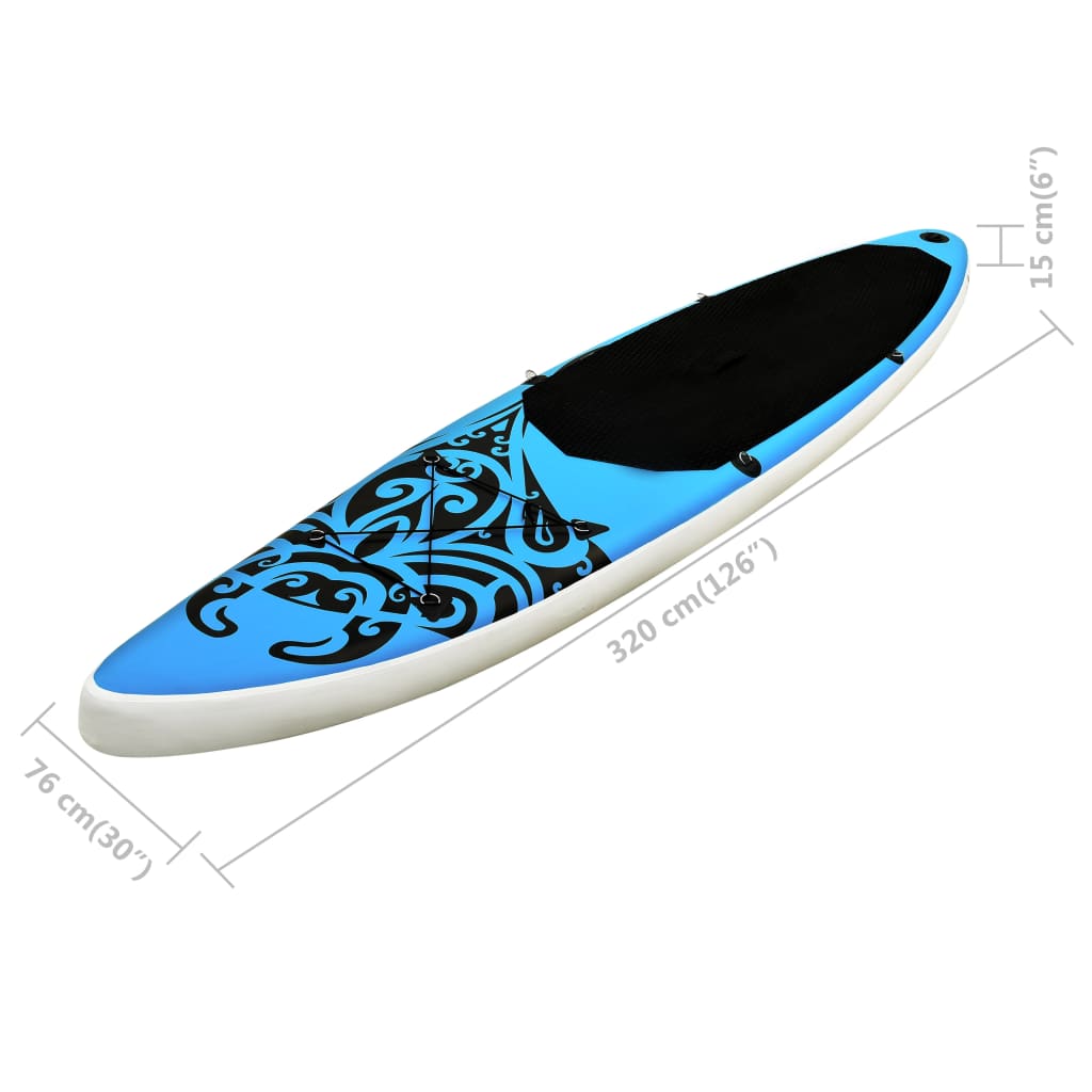 vidaXL Aufblasbares Stand Up Paddle Board Set 320x76x15 cm Blau