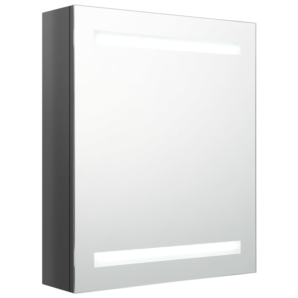 vidaXL LED-Spiegelschrank fürs Bad Glänzend Grau 50x14x60 cm