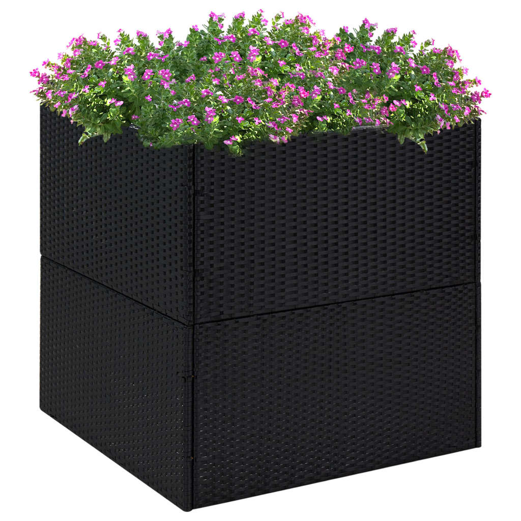 vidaXL Pflanzkübel Schwarz 80x80x80 cm Poly Rattan vidaXL.at