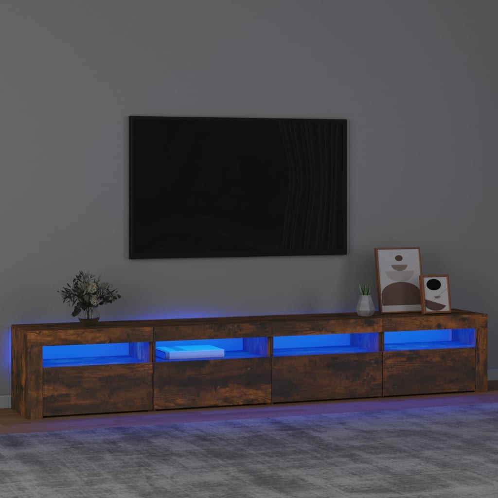 vidaXL TV-Schrank mit LED-Leuchten Räuchereiche 240x35x40 cm