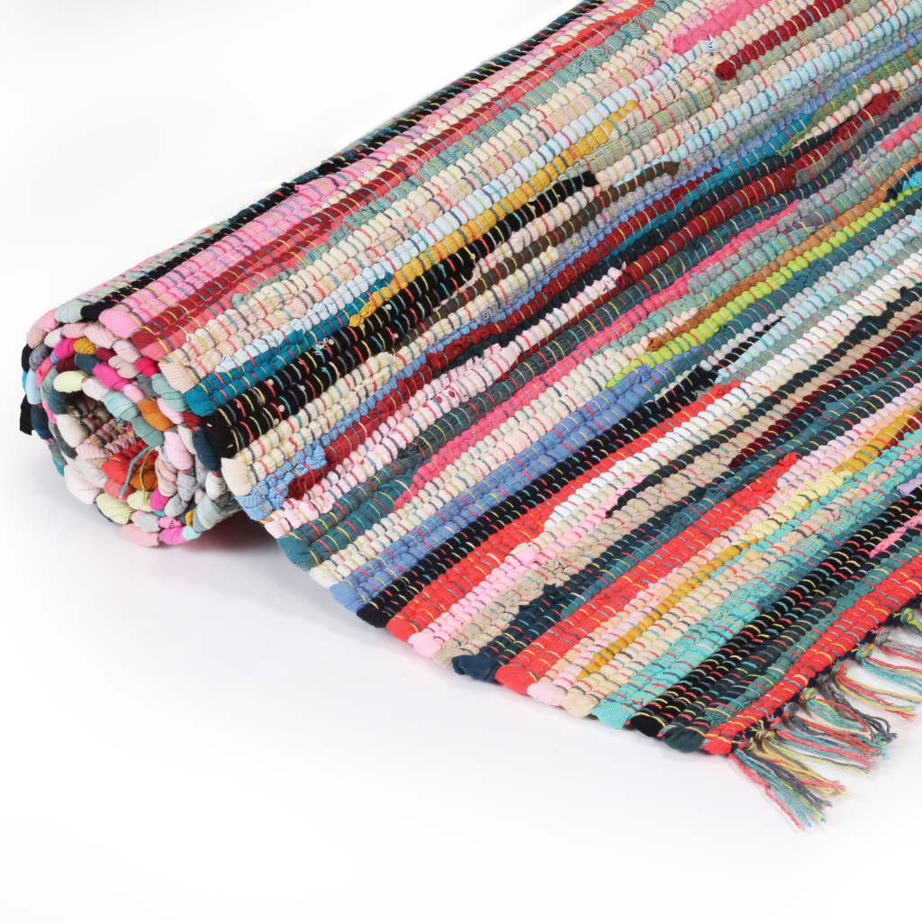 vidaXL Handgewebter Chindi-Teppich Baumwolle 120x170 cm Mehrfarbig
