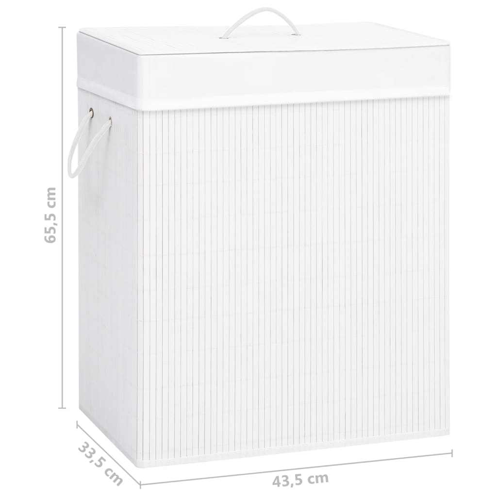 vidaXL Bambus-Wäschekorb mit 1 Fach Weiß 83 L