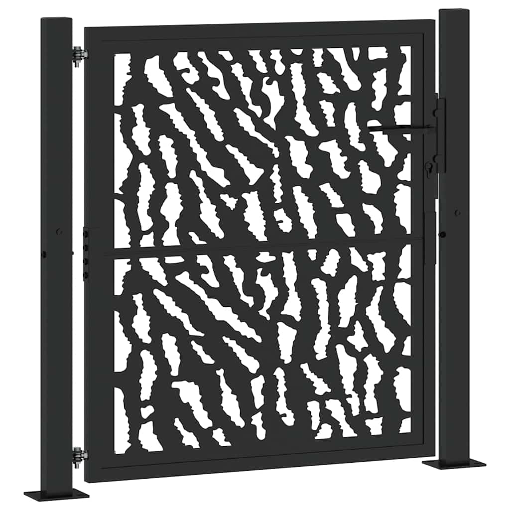 vidaXL Gartentor Schwarz 105x106 cm Stahl Spurendesign | vidaXL.at