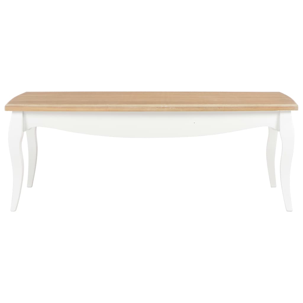 280001 vidaXL Coffee Table White and Brown 110x60x40 cm Solid Pine Wood
