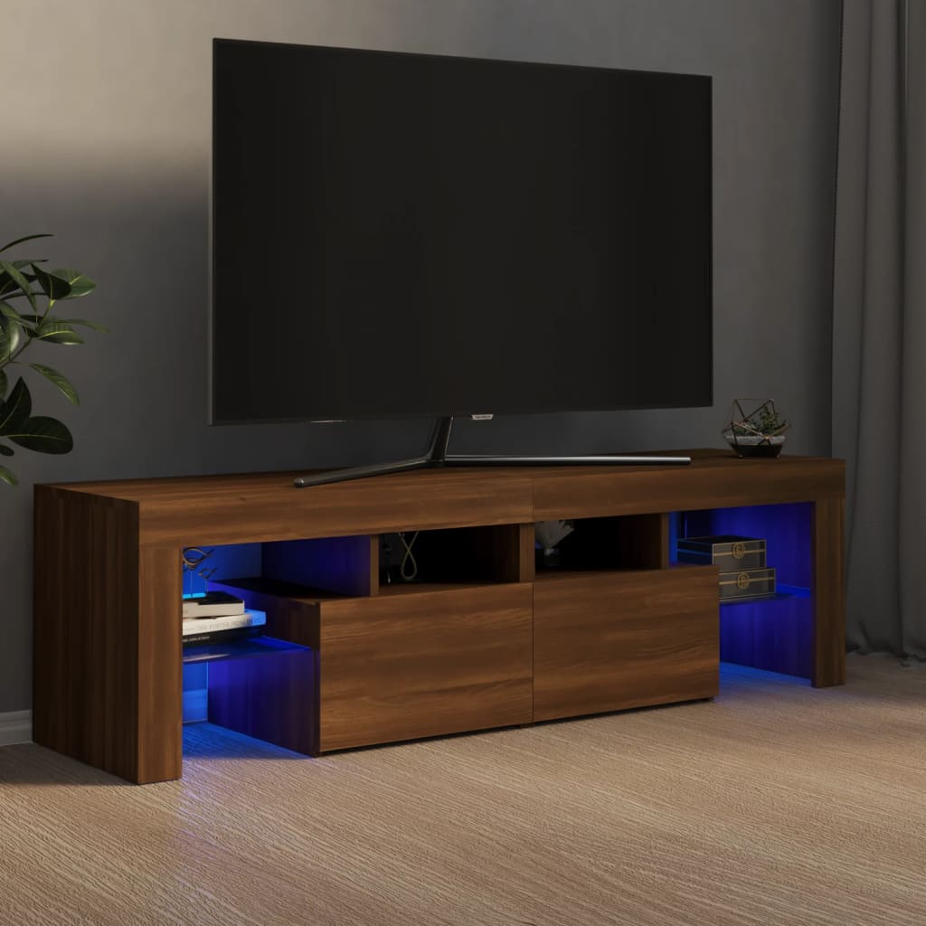vidaXL TV-Schrank mit LED-Leuchten Braun Eichen-Optik 140x36,5x40 cm