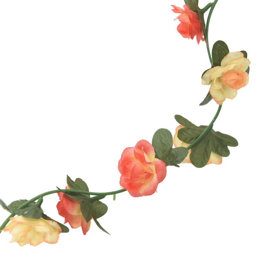 vidaXL Künstliche Blumengirlanden 6 Stk. Rose und Champagner 240 cm