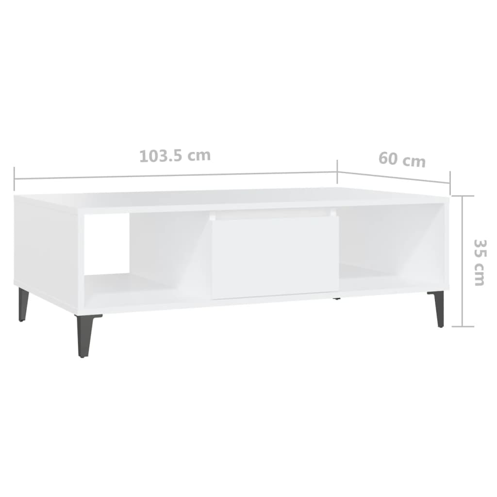 vidaXL Couchtisch Weiß 103,5x60x35 cm Holzwerkstoff