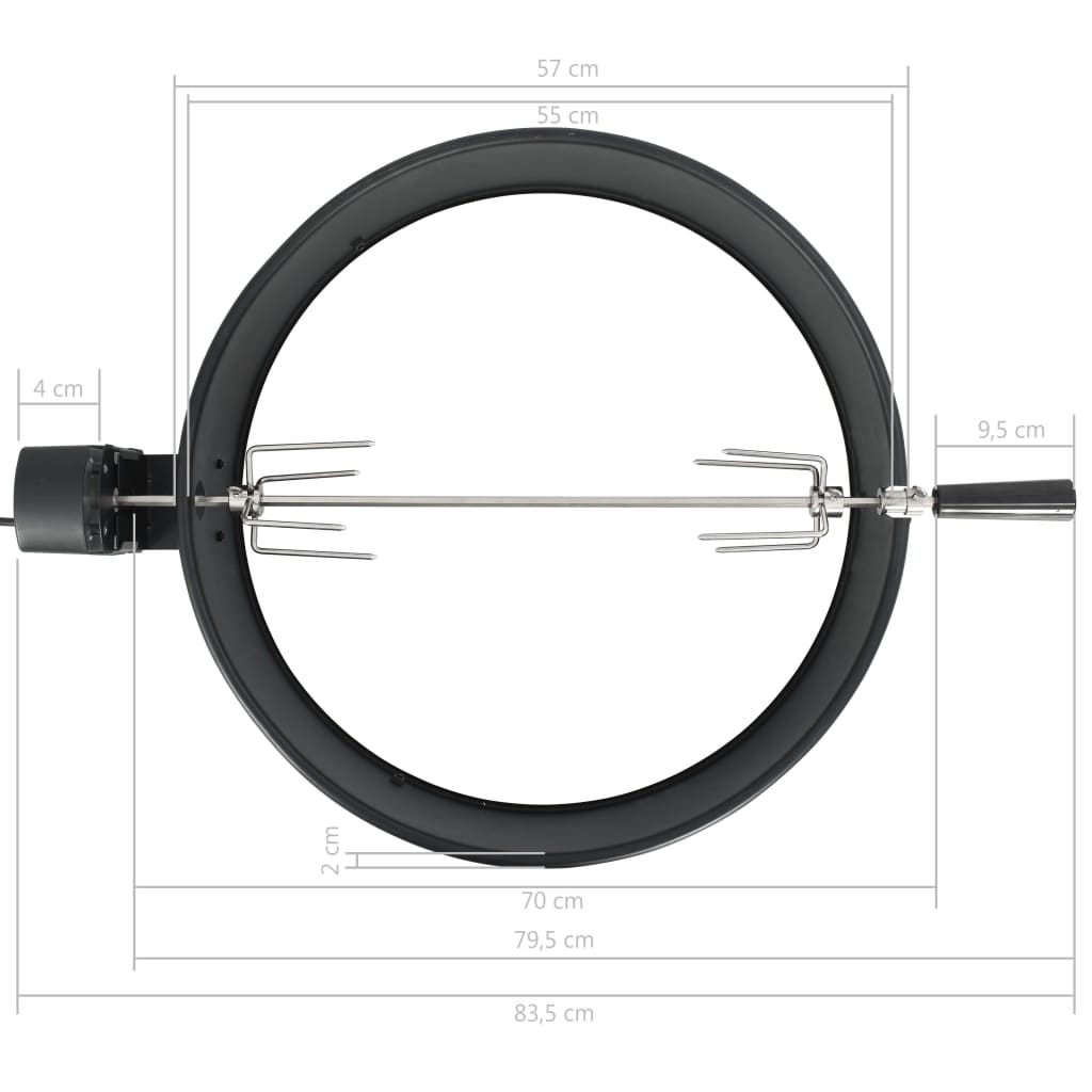 vidaXL BBQ Rotisserie Ring Set 57 cm Schwarz