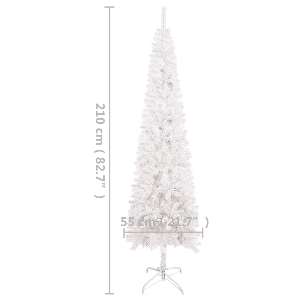 vidaXL Weihnachtsbaum Schlank mit LEDs Weiß 210 cm