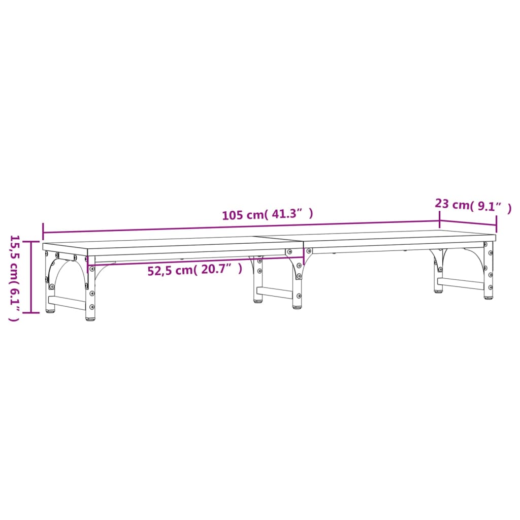 vidaXL Monitorständer Sonoma-Eiche 105x23x15,5 cm Holzwerkstoff