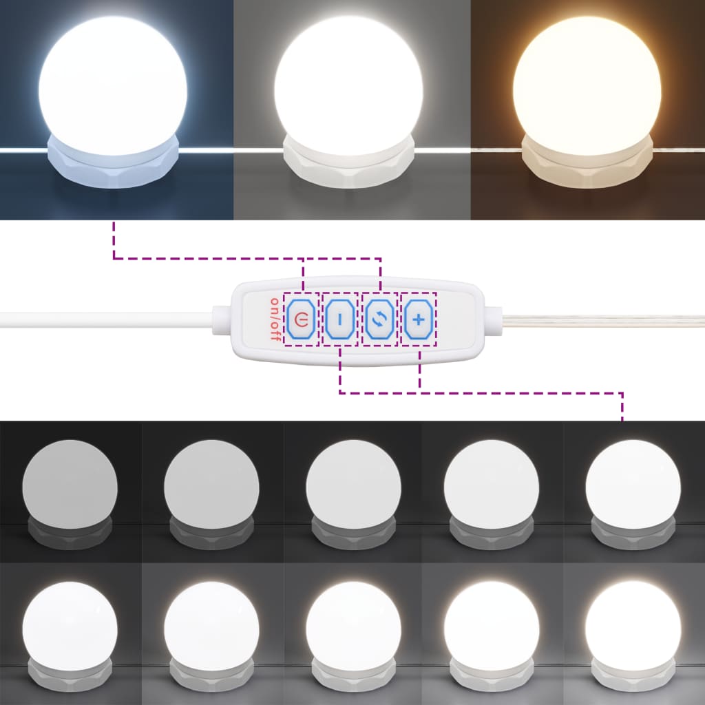 vidaXL Schminktisch mit LED-Leuchten Sonoma-Eiche 90x42x132,5 cm