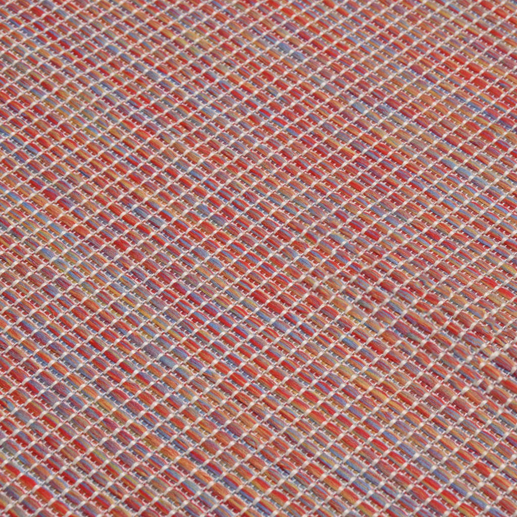 vidaXL Outdoor-Teppich Flachgewebe 100x200 cm Rot