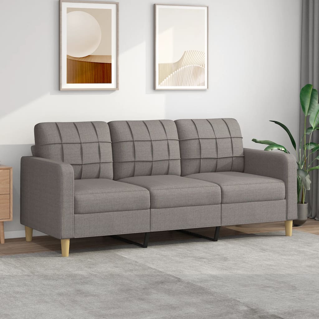 vidaXL 3-Sitzer-Sofa Taupe 180 cm Stoff