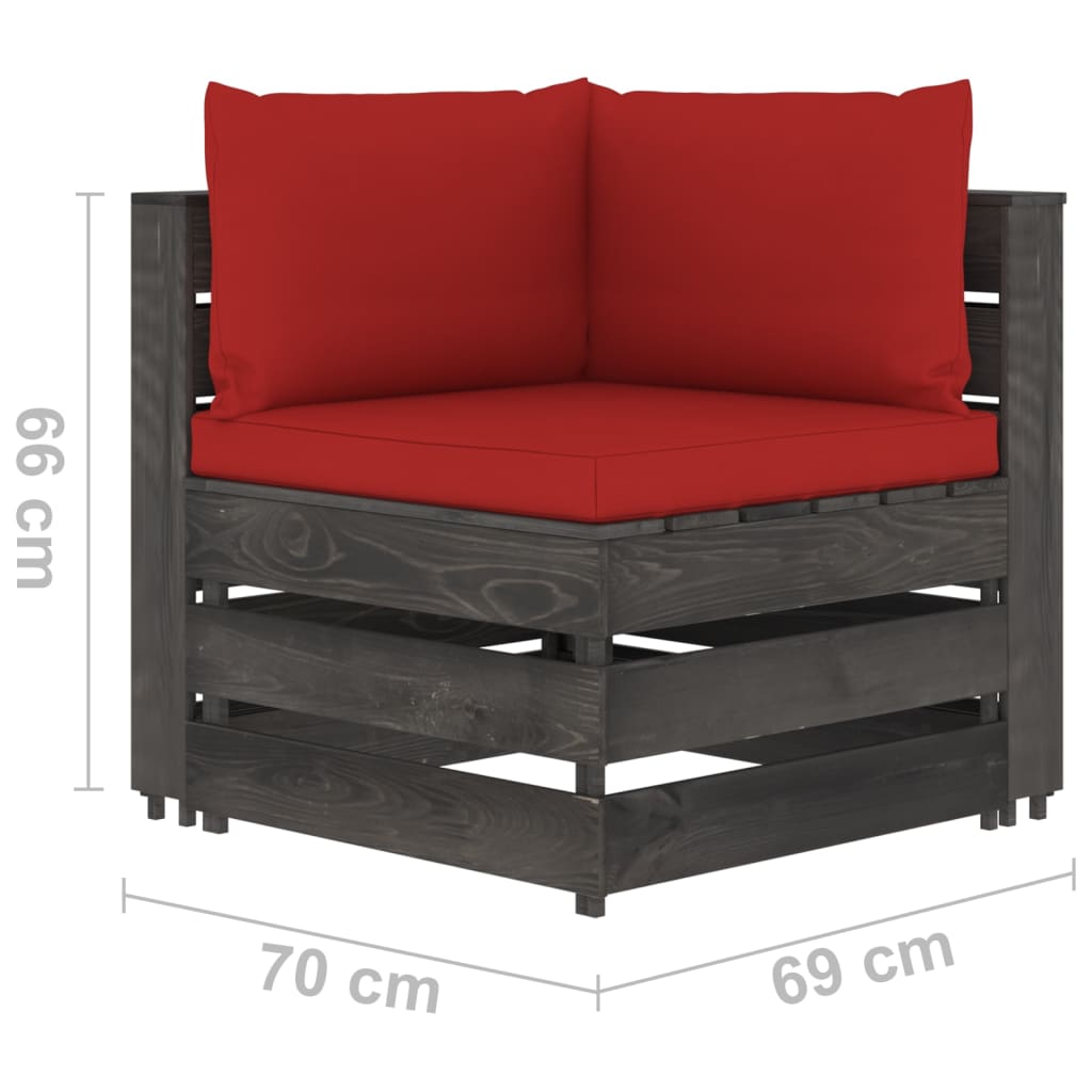 vidaXL 6-tlg. Garten-Lounge-Set mit Kissen Grau Imprägniertes Holz