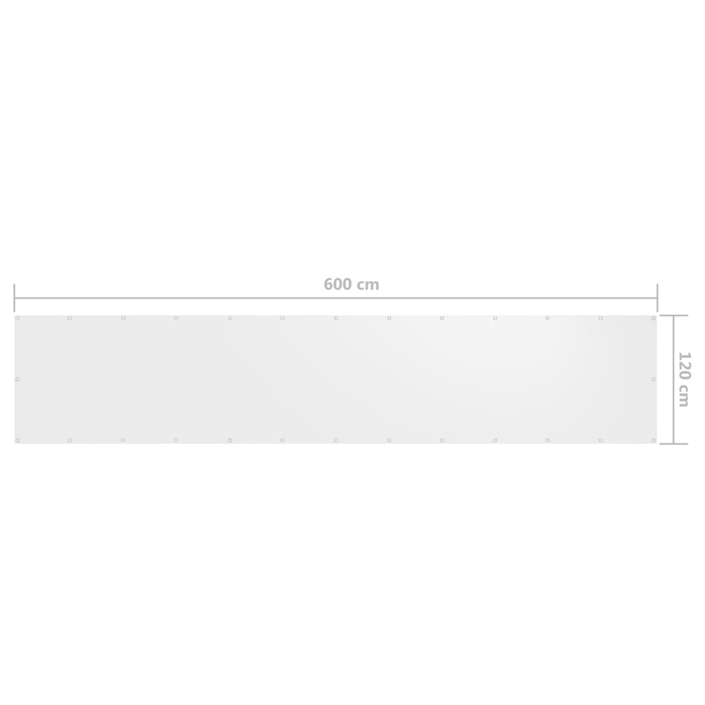 vidaXL Balkon-Sichtschutz Weiß 120x600 cm Oxford-Gewebe
