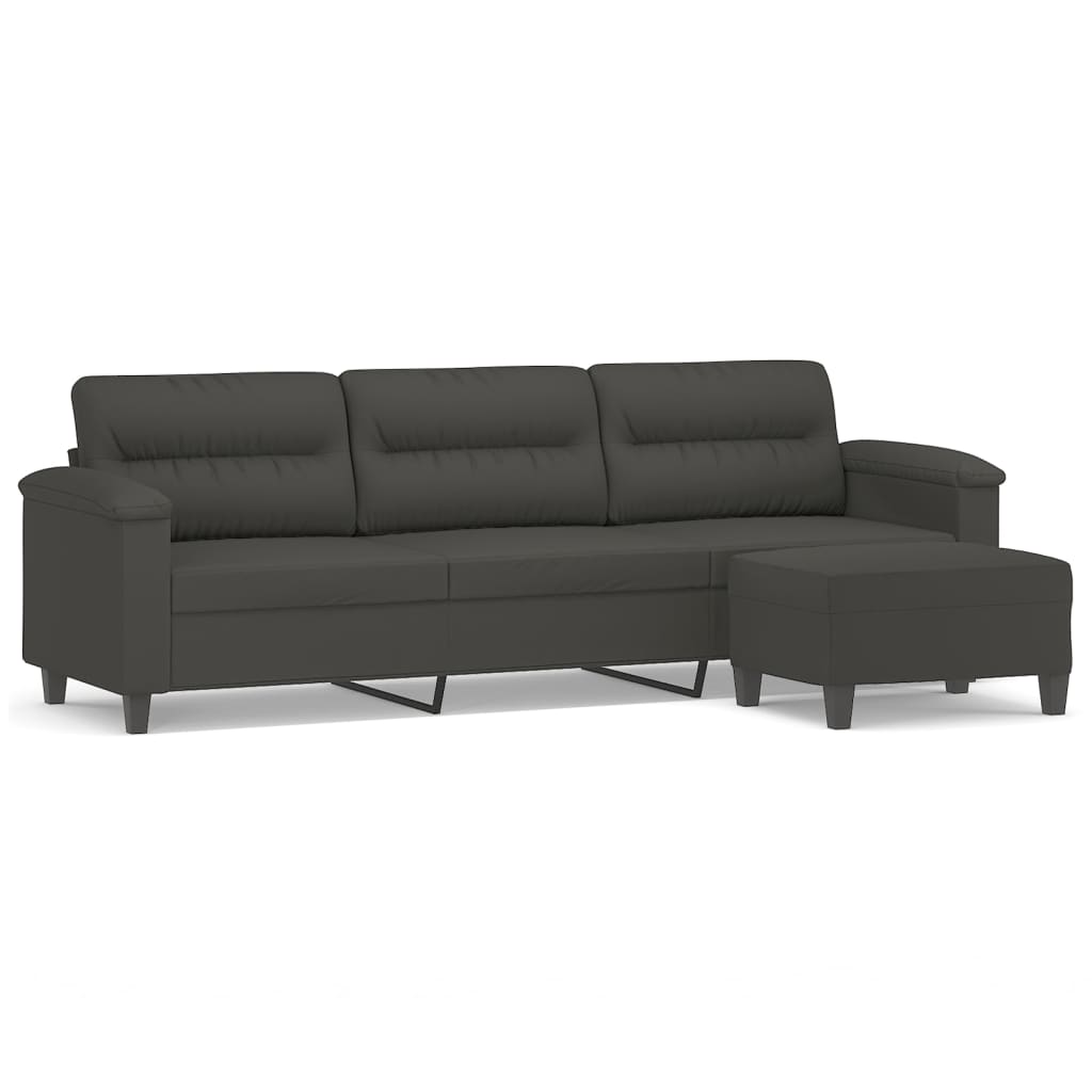 vidaXL 3-Sitzer-Sofa mit Hocker Dunkelgrau 210 cm Mikrofasergewebe