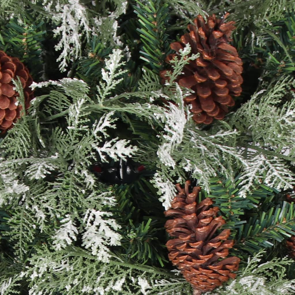 vidaXL Weihnachtsbaum mit Zapfen Grün und Weiß 225 cm PVC & PE
