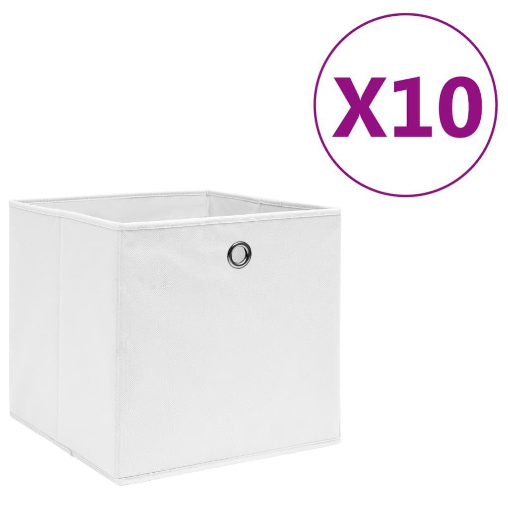 vidaXL Aufbewahrungsboxen 10 Stk. Vliesstoff 28x28x28 cm Weiß