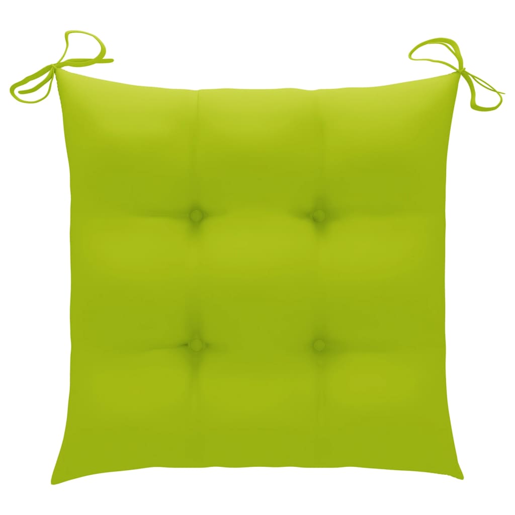 vidaXL Gartenstühle mit Hellgrünen Kissen 8 Stk. Massivholz Teak