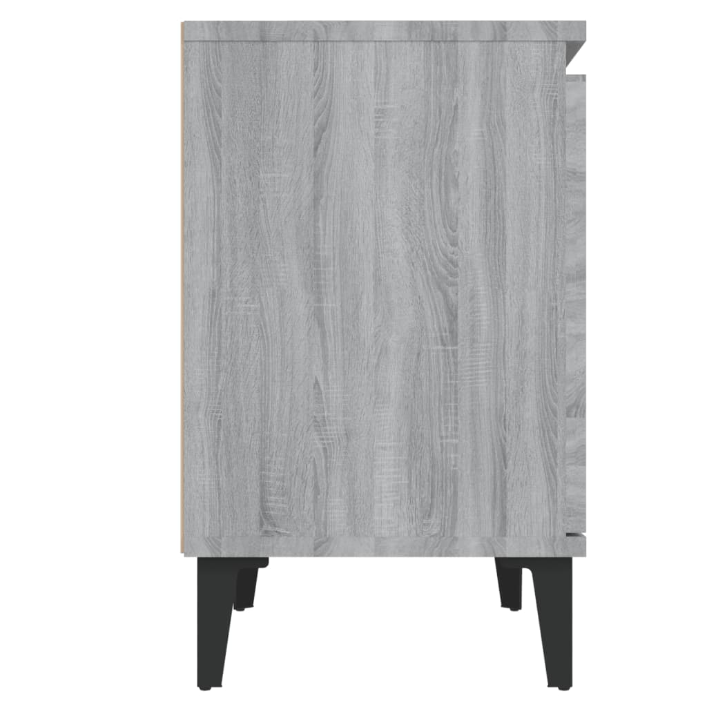 vidaXL Nachttisch mit Metallbeinen Grau Sonoma-Eiche 40x30x50 cm