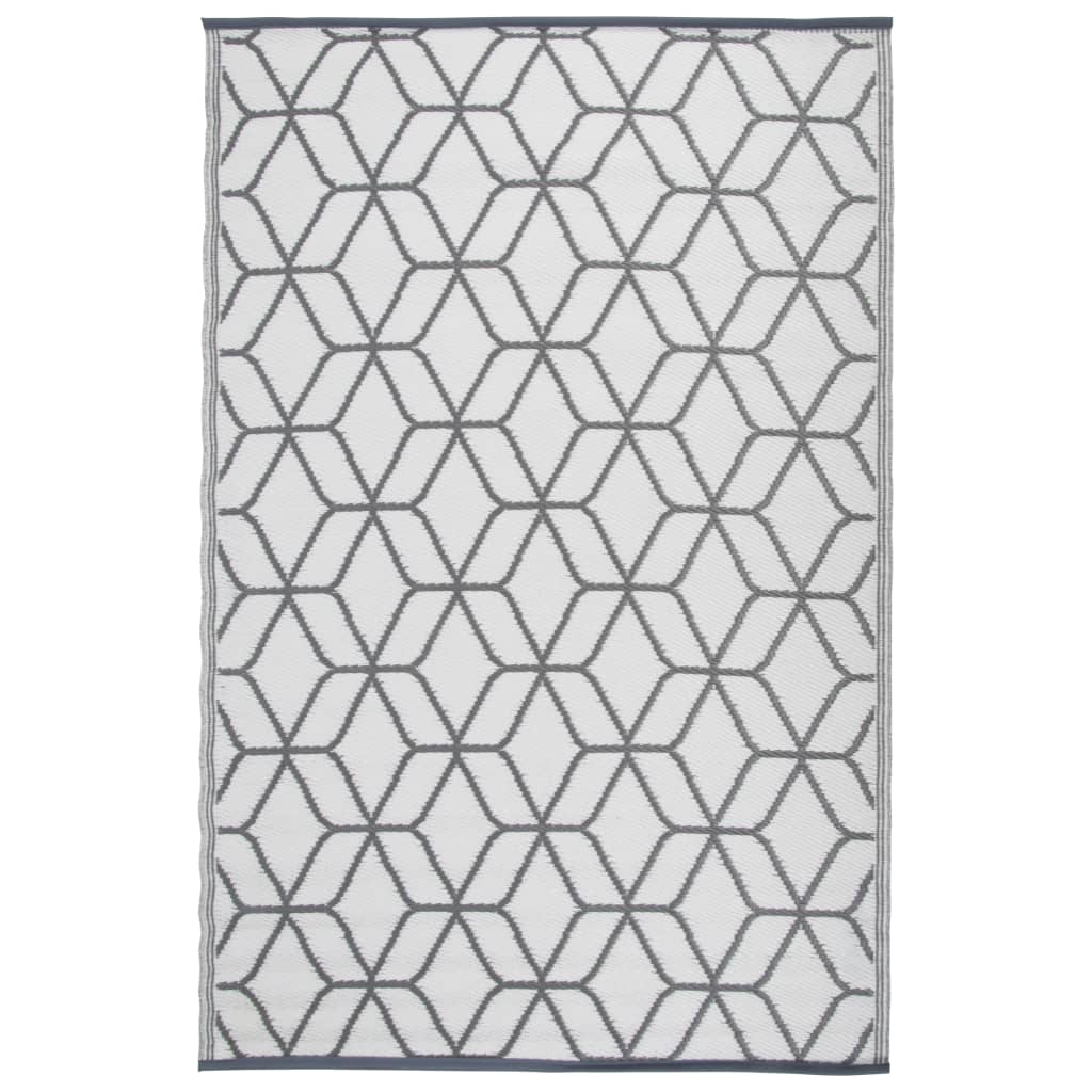 Esschert Design Outdoor-Teppich 180x121 cm Grau und Weiß OC25