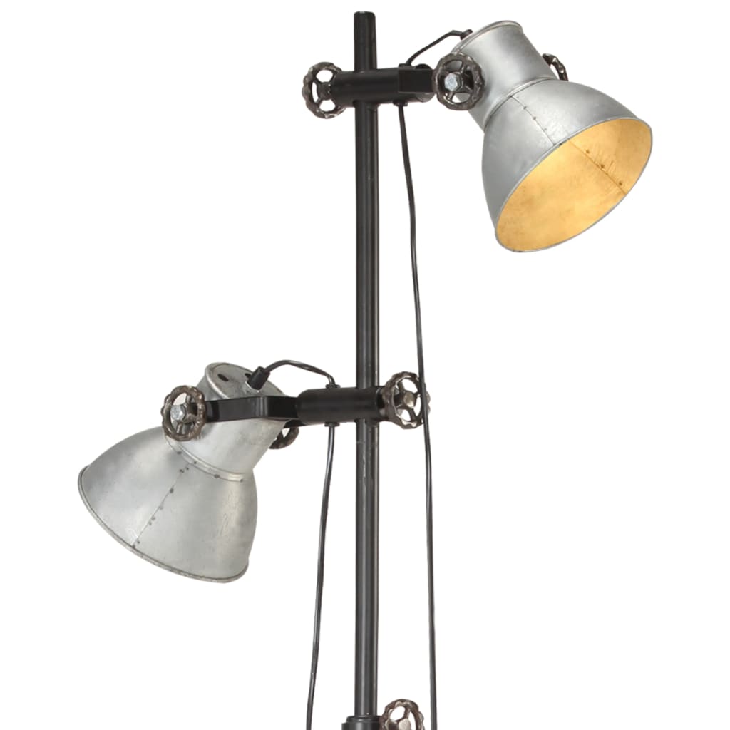 vidaXL Stehlampe 2-flammig Silbern E27 Gusseisen