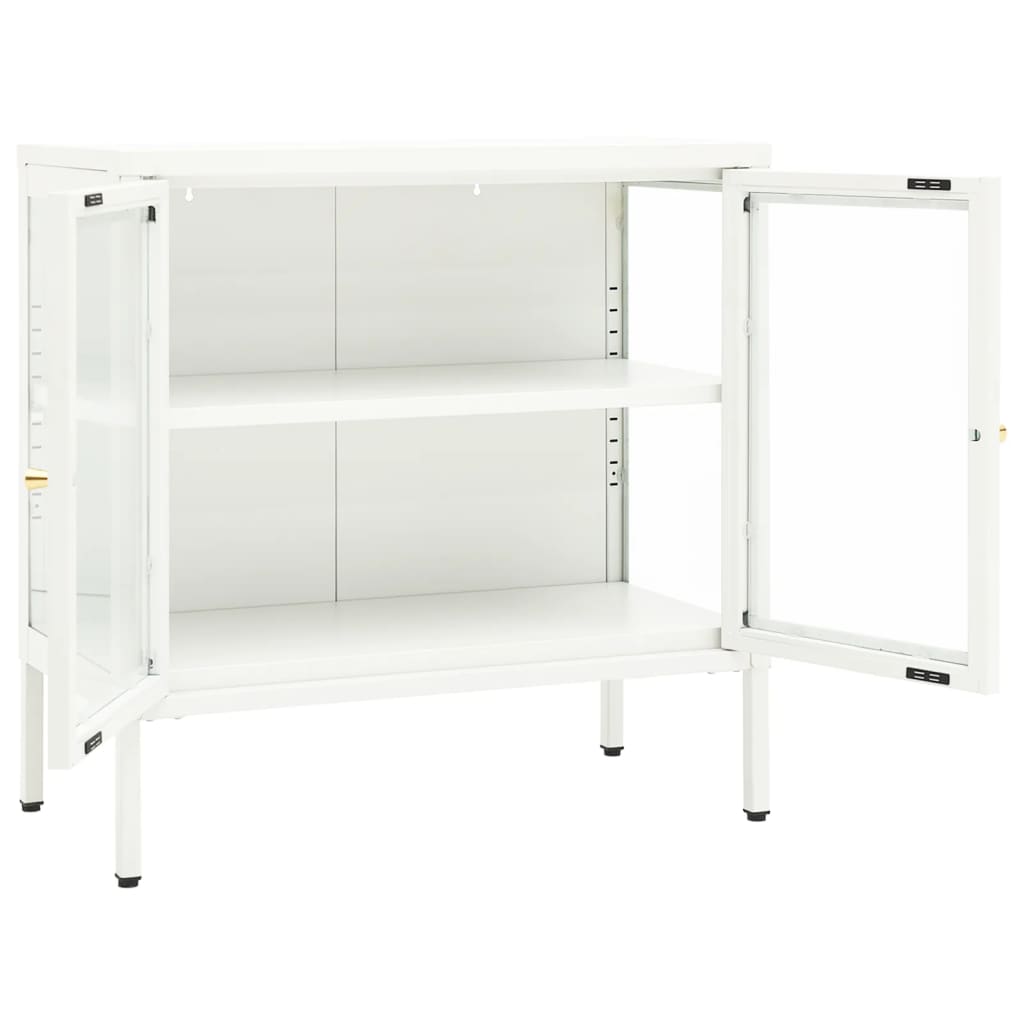 vidaXL Sideboard Weiß 70x35x70 cm Stahl und Glas